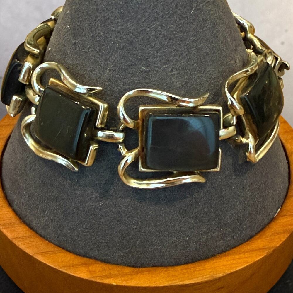 Vintage Coro Brown Lucite Thermoset Ornate Gold Tone Bracelet